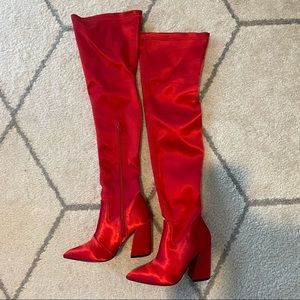 Dollskill Red Satin Boots